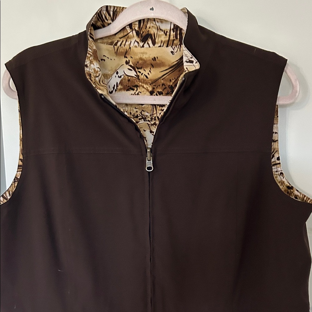Women's Brown Reversible Utility Vest - Picture 2 of 12